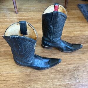 DONALDO Western Black Leather Cowboy Boots